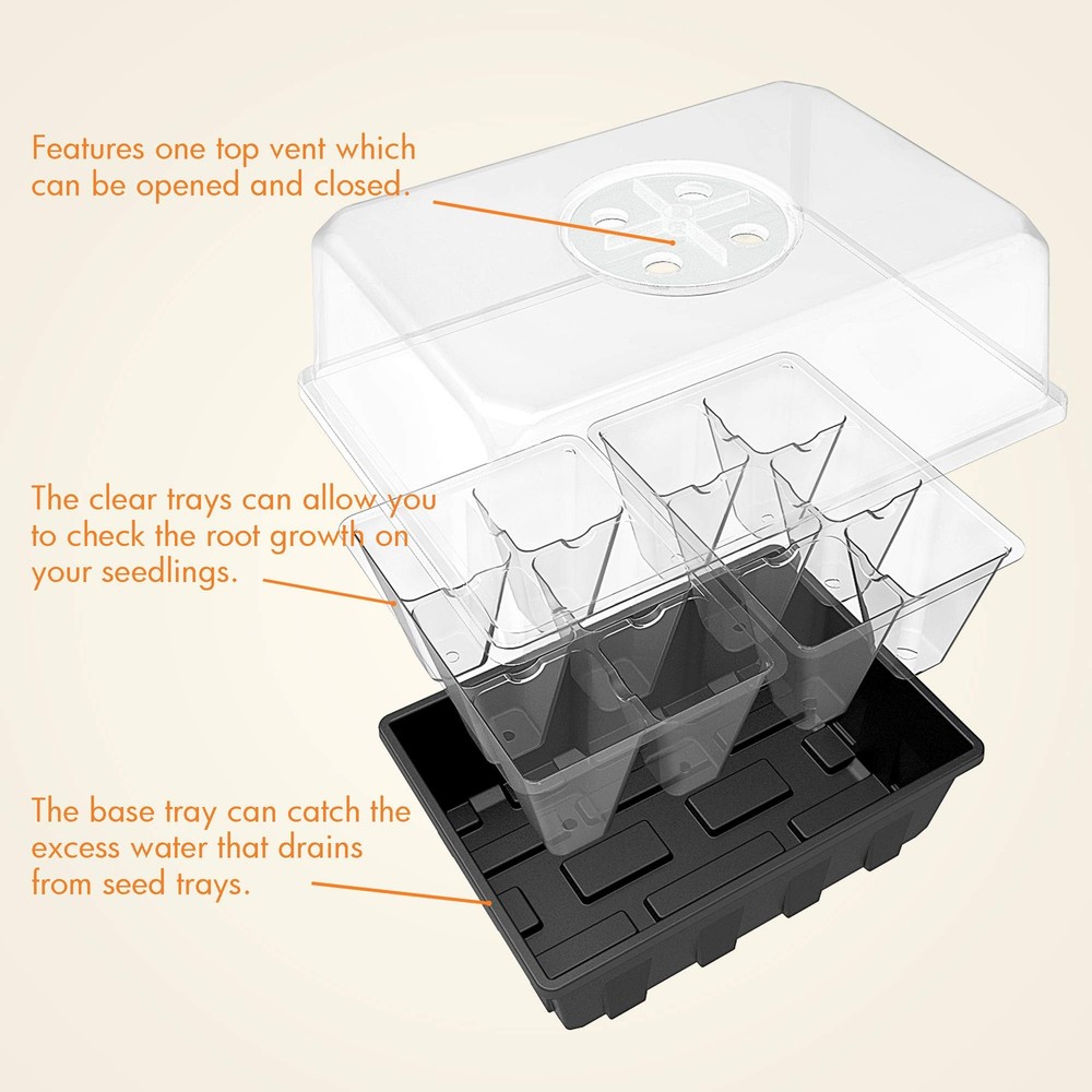 Gardzen 3 Pack Seed Starter Tray Germination Kit, Seed Starter Kit with Adjustab