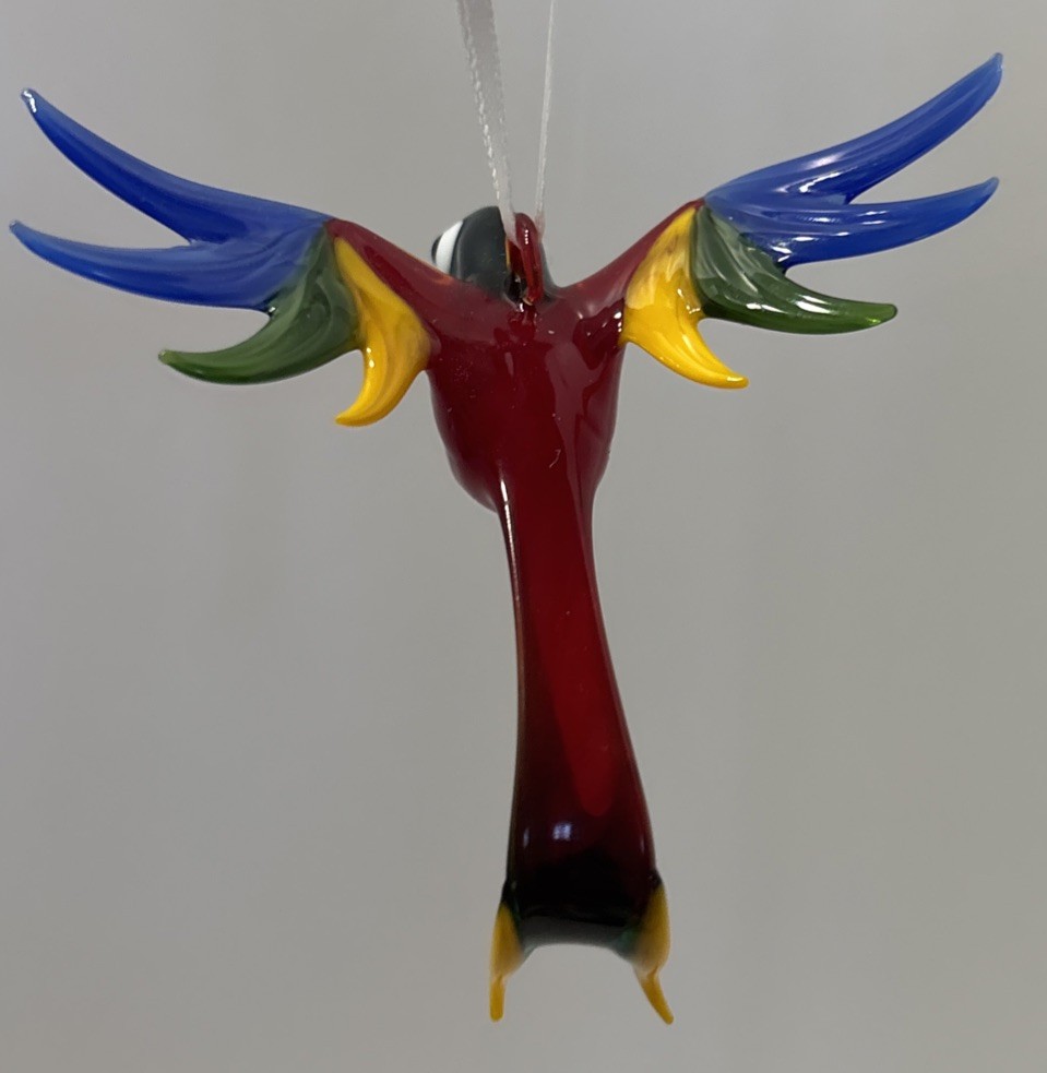 Blown Glass Scarlet Macaw Hanging Bird