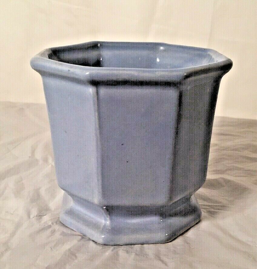 Vintage Octagonal Blue / Gray Flower Pot
