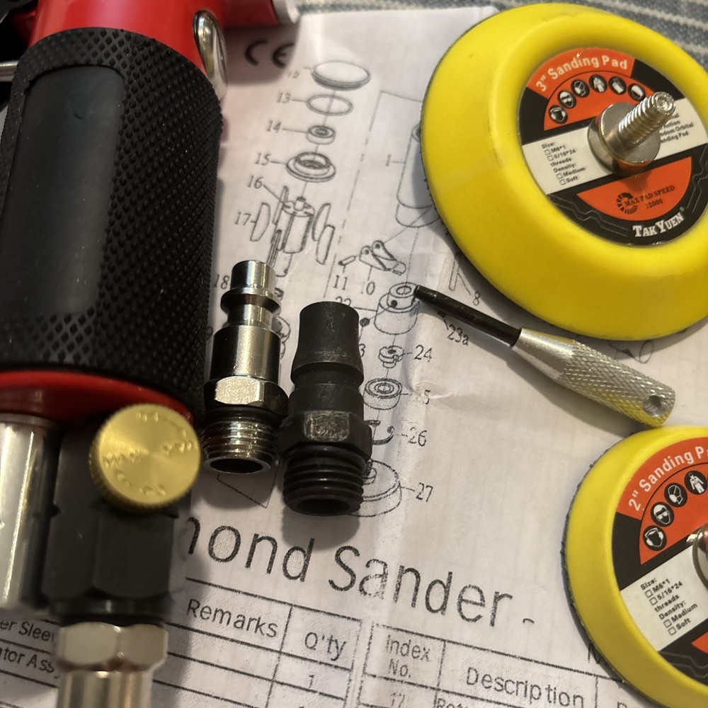 2" 3" Air Eccentric Sander Adjustable Airflow Valve New Open Red