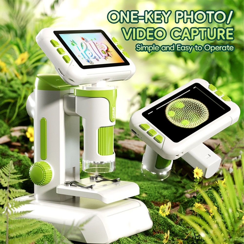 Kids Microscope 1600X Digital Microscope With 4 Inch 1080P Screen Handheld
