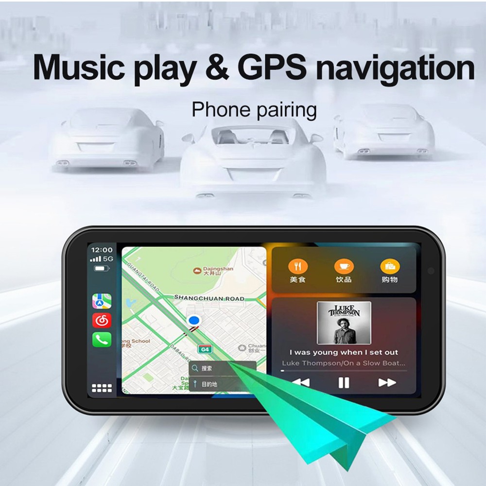 6.25" Motorcycle GPS Navigation Touch Screen Wireless CarPlay Android Auto Cam