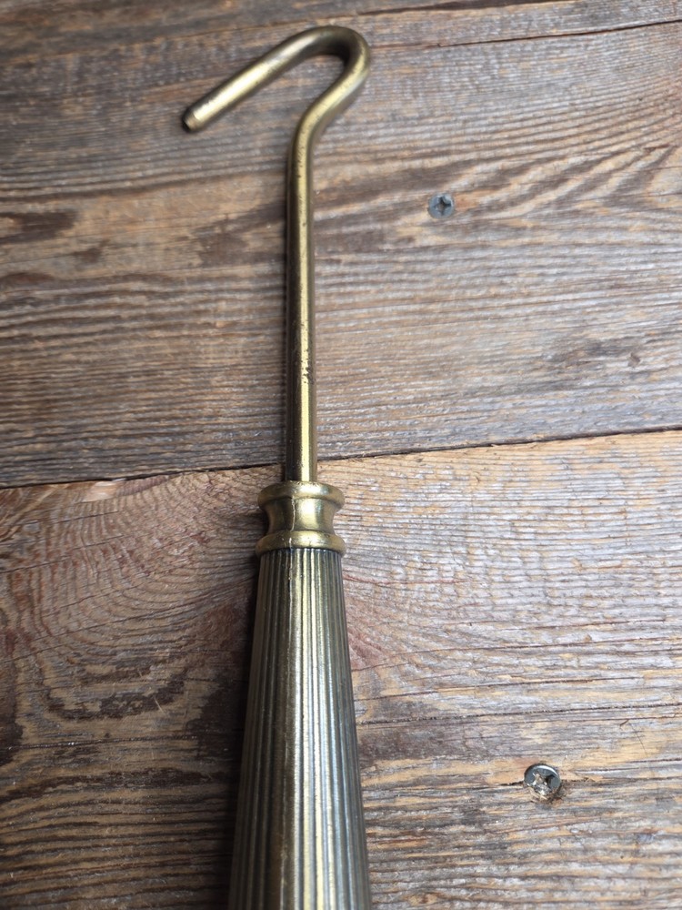 Vintage Brass Fireplace Damper Hook 12"