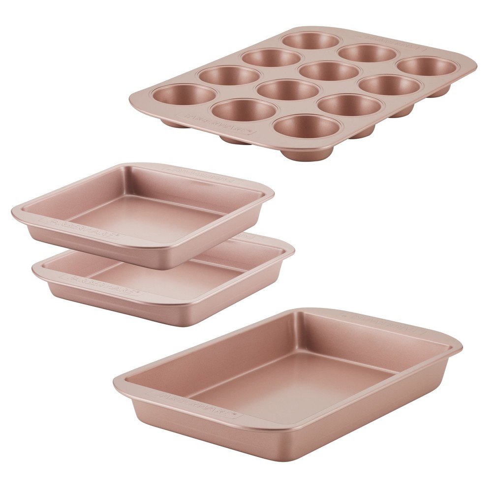 4 Piece Nonstick Bakeware Set Rose Gold