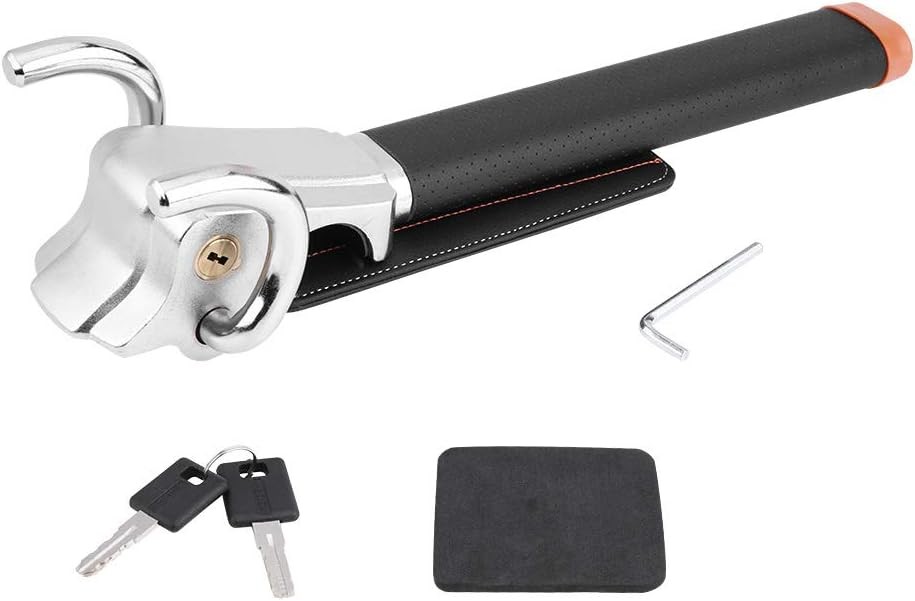Car Steering Wheel Lock, Folding Anti-Theft Black + Silver
