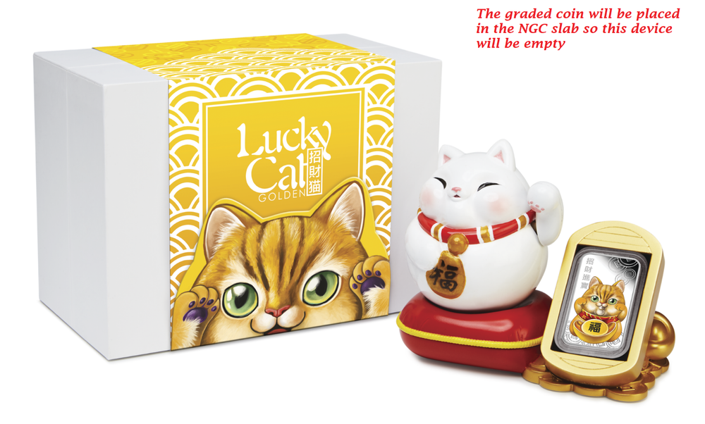 2019 Lucky Cat “ラッキーな猫” “招財貓” 1oz Silver Proof Rectangle Coin NGC PF 70 FR