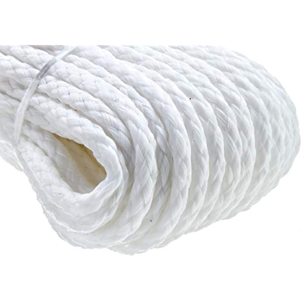 Seachoice Anchor Line Rope, Hollow Braid, Polypropylene, White, Spring Hook, 1/4