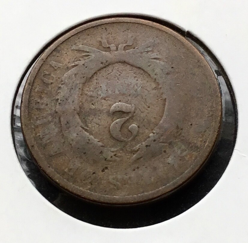 1867 Two-cent piece Bronze 2c coin