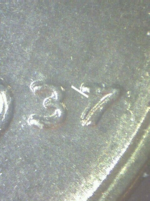 1937 LINCOLN CENT 7 OVER 7  GEM BU  HGT