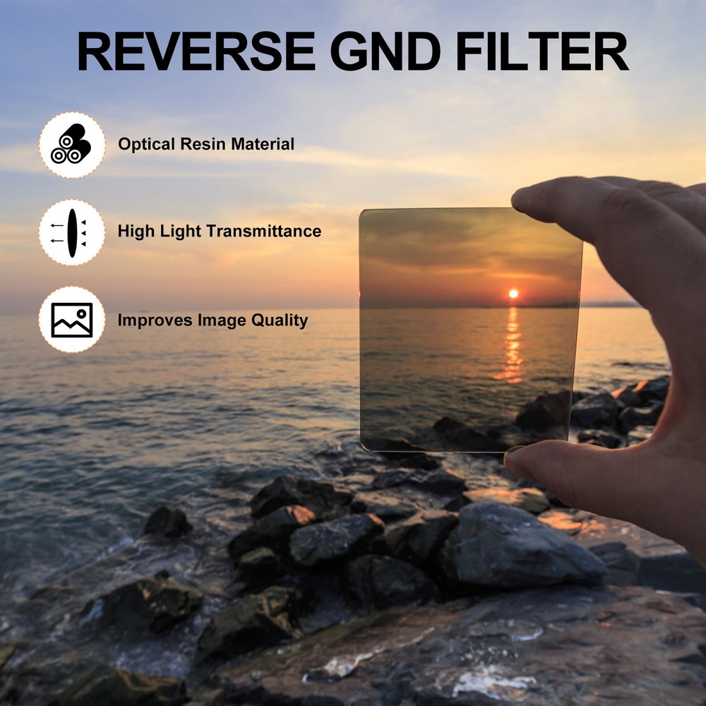 2Pcs ND8 Reverse GND Filter Graduated Neutral Density Lens Filter, Gray