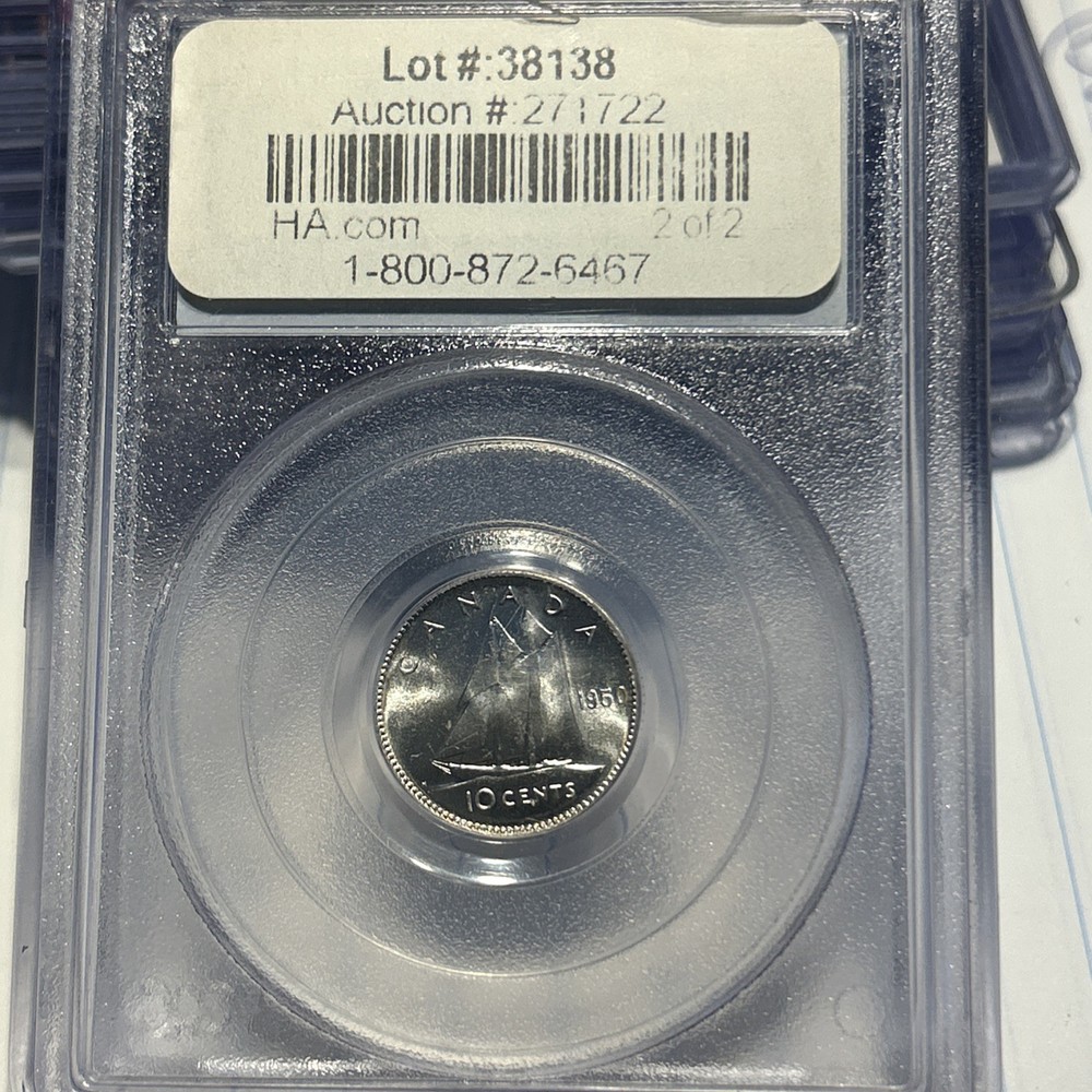 CANADA 1950 10 Cents, 80% SILVER, PCGS MS64 Free Ship