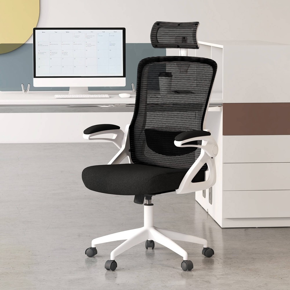 Ergonomic Office Chair w/ Adjustable Lumbar Support Rocking Backrest Armrests