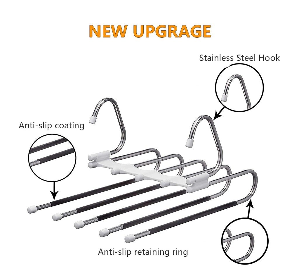 Kalimdor Pants Hangers 2 Pack Space Saving Metal Closet 2 Pack, White