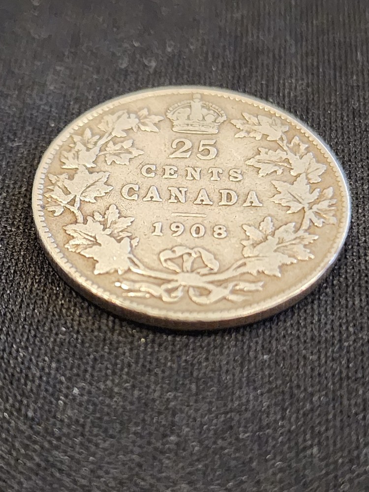 1908 Canada 25 Cents Silver Coin