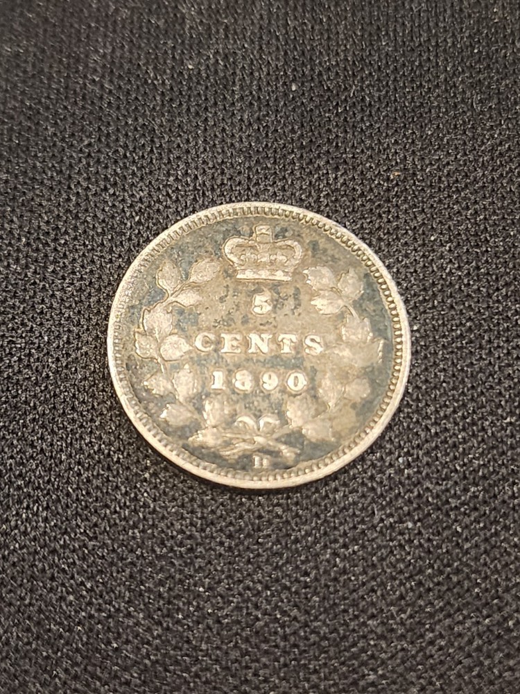 1890H Canada 5 Cents Silver Coin