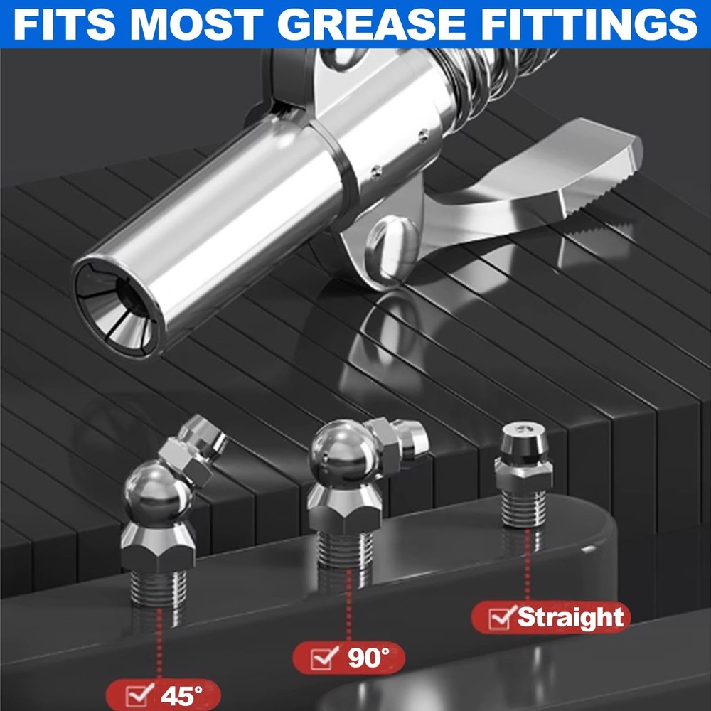 Grease Gun Coupler Double Handle Quick Lock Release Grease Tip End Coupler