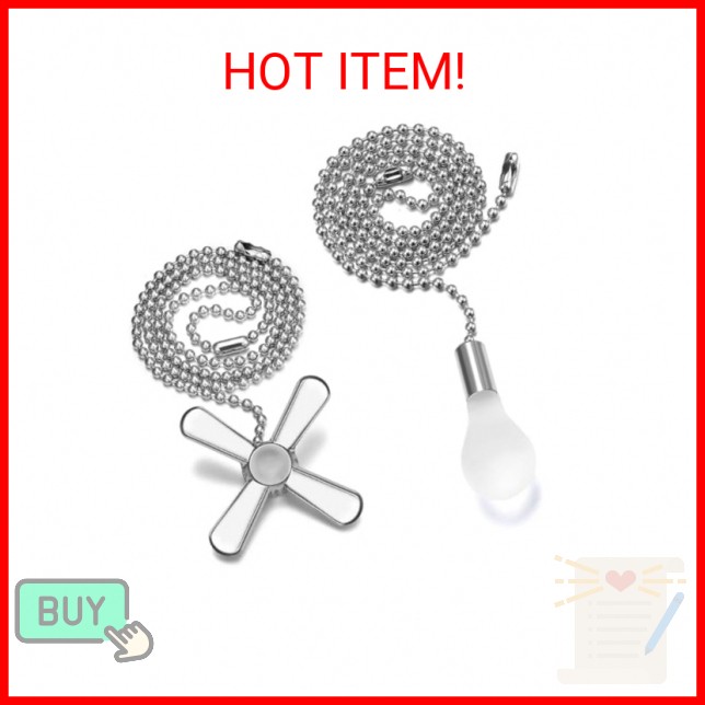 Ceiling Fan Pull Chain Extender, 24-inch Extra Long with Decorative Frosted Glas