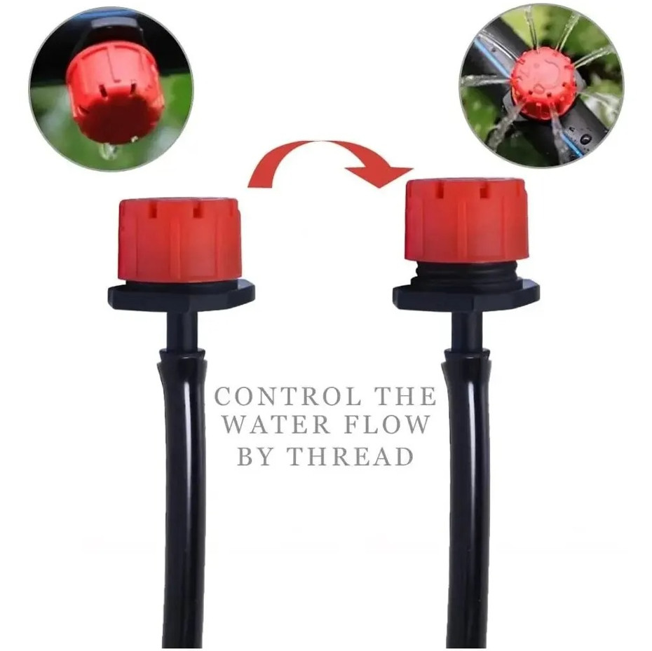 100 pcs Adjustable Irrigation Drippers 1/4" Micro Drip Watering System