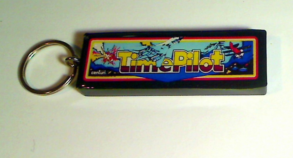 Time Pilot Arcade Marquee Coin Door accessory Keychain