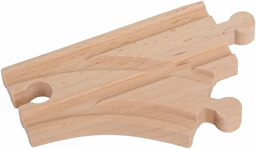 Solid Beech Wood Train Track Expansion Set - 56 Pieces with See-Through Tunnel