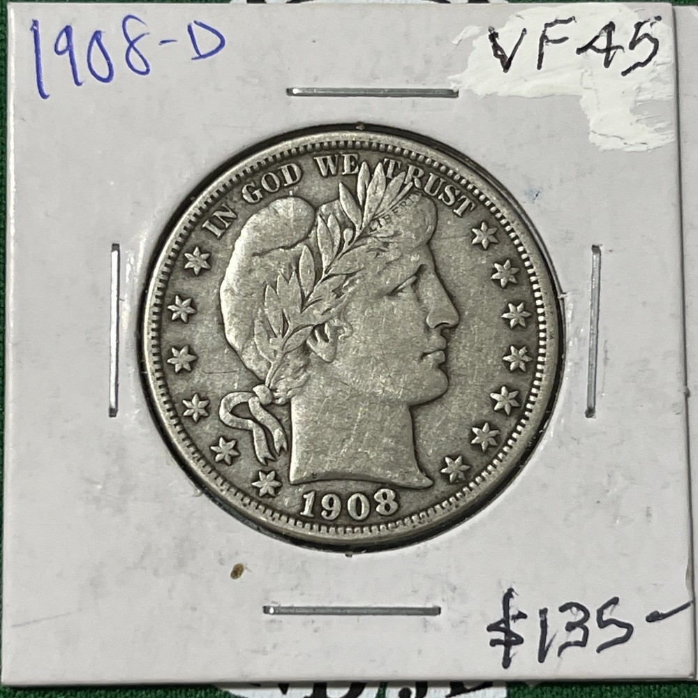 1908-D Barber Half Dollar Very Fine