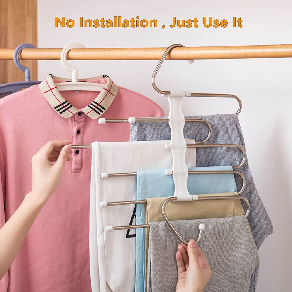 Kalimdor Pants Hangers 2 Pack Space Saving Metal Closet 2 Pack, White