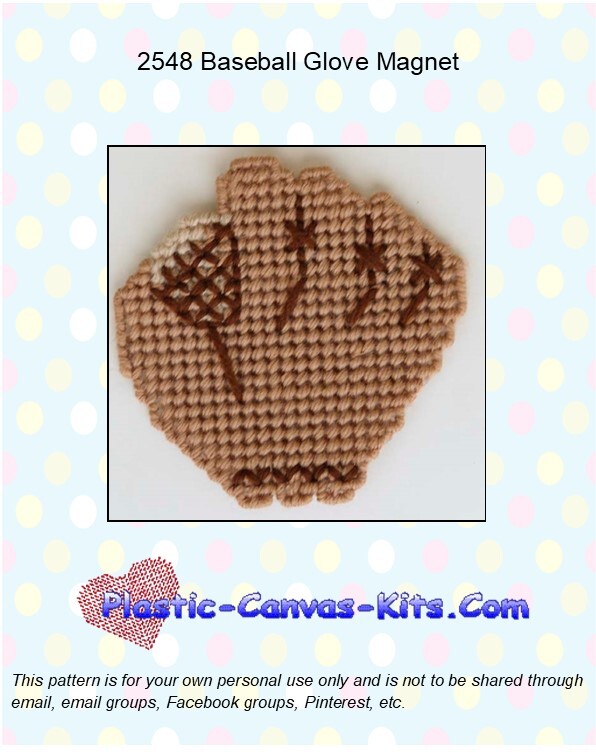 Baseball Glove Magnet - Plastic Canvas Pattern or Kit