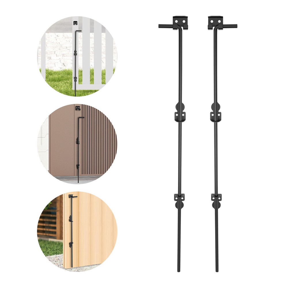 Black Heavy Duty Gate Latches Bolt Drop Rod for Gate Iron Double Gate Latches
