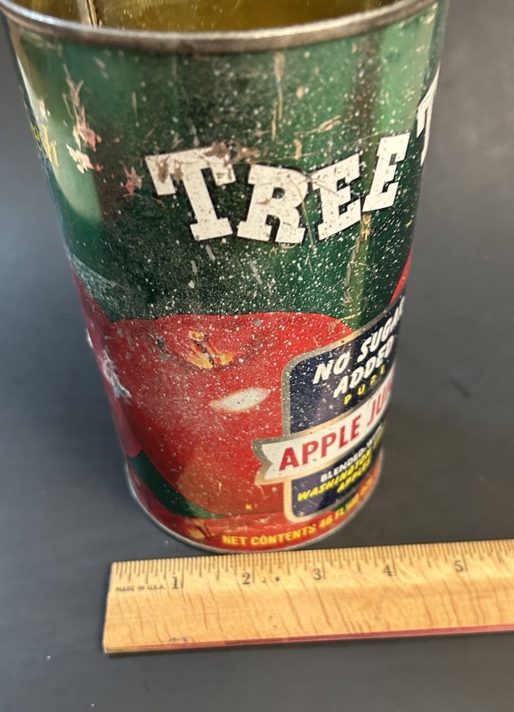 Vintage 1970s TREE TOP APPLE JUICE 46oz CAN Retro Kitchen Decor EMPTY