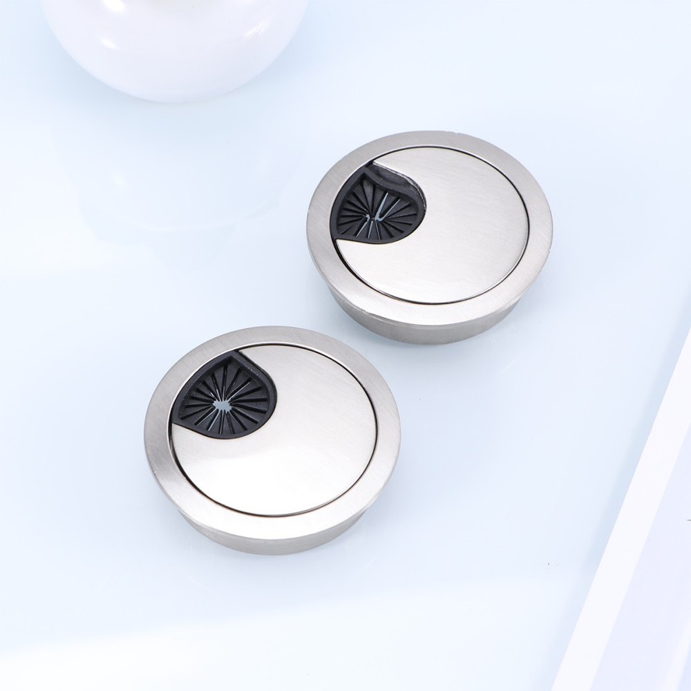 2 Pcs Wire Cable Hole Cover Pass Through Grommet Computer Desk Plate