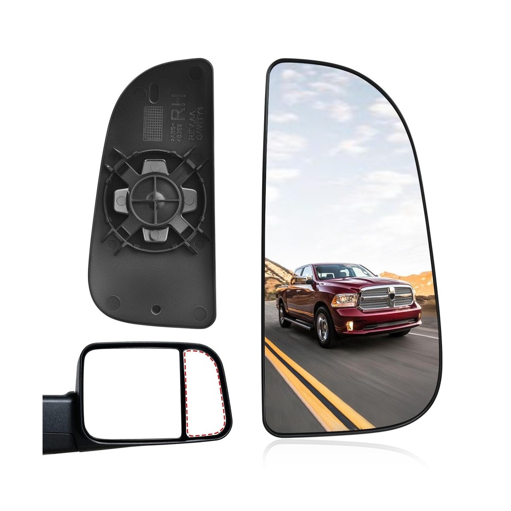 TOP-MAX 68067730AA Ram Passenger Right Side Lower Mirror Glass Replacement fo...