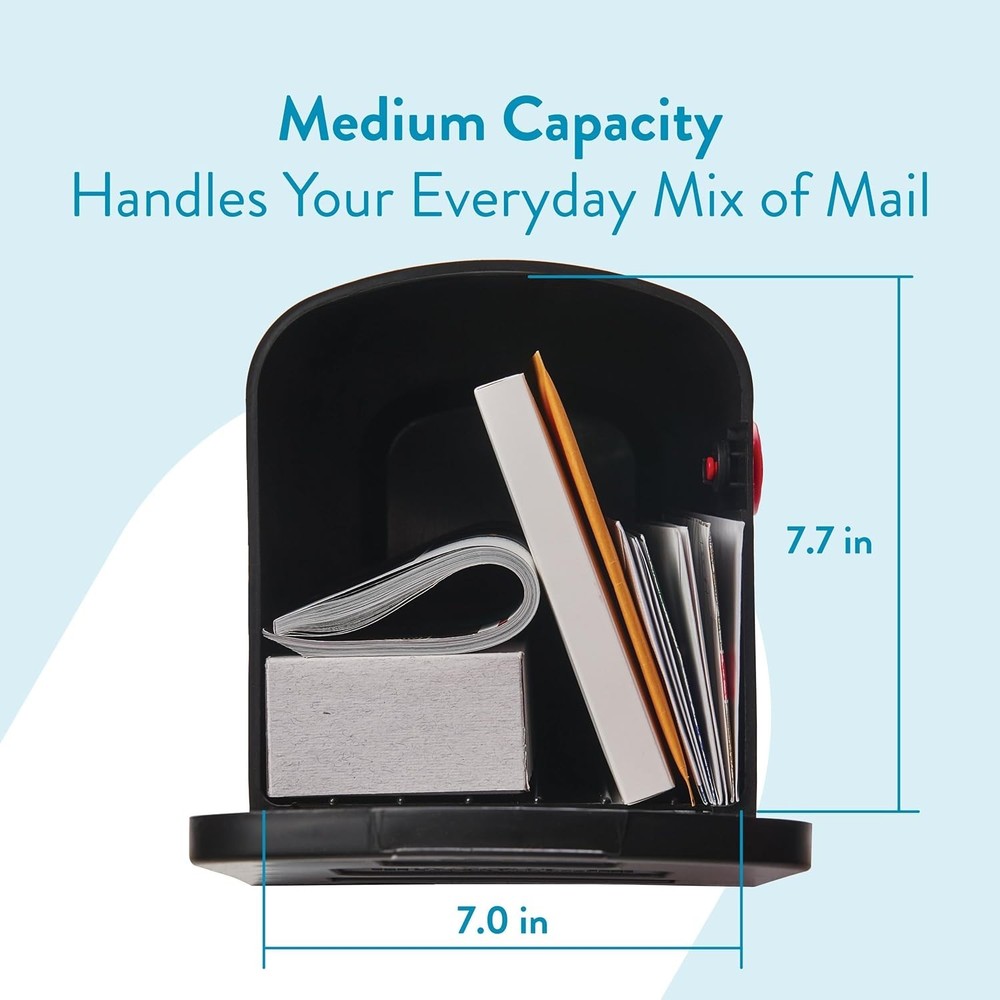 Stylish Black Plastic Curbside Mailbox - Medium, Rust-Proof & USPS Approved