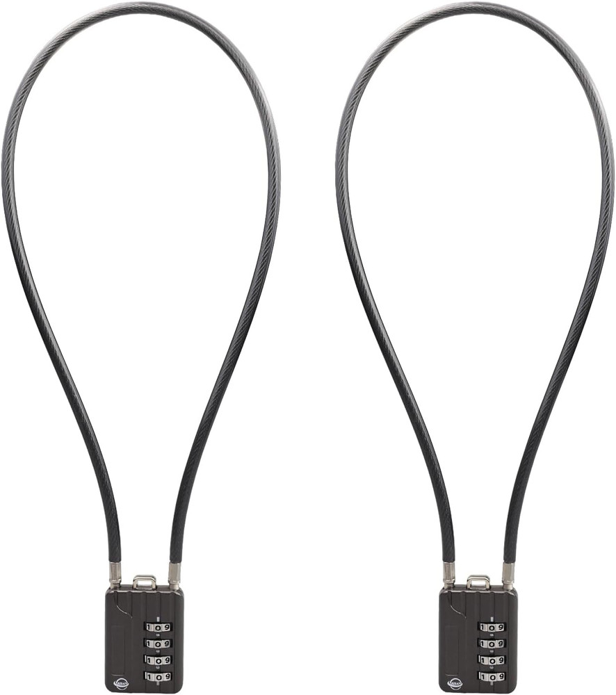 4-Digit Combination Cable Lock 50cm - Re-Settable Security Lock 2-Pack