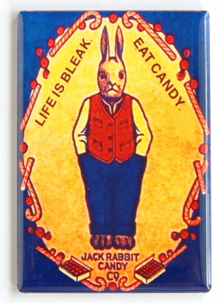 Jack Rabbit Candy FRIDGE MAGNET sign box bunny