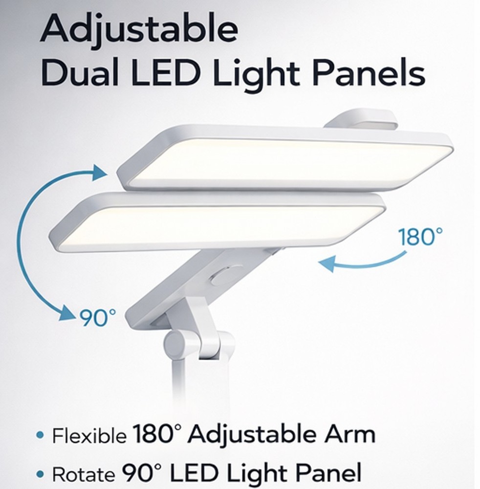LED Desk Light Dimmable Reading Night Lamp USB Rechargeable Touch Sensor w/Clock