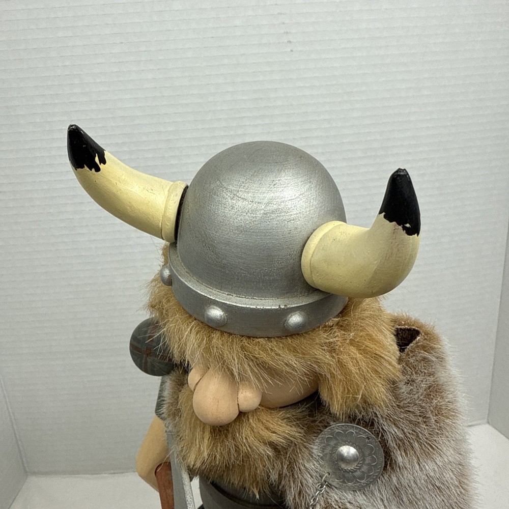 14” Viking Wood Nutcracker With Sword And Axe