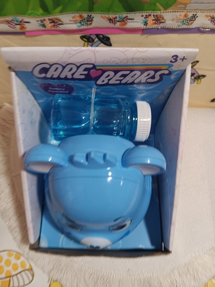 NEW IN BOX CARE BEARS AUTOMATIC BUBBLE BLOWER W/ SOLUTION GRUMPY BEAR 8.25"...
