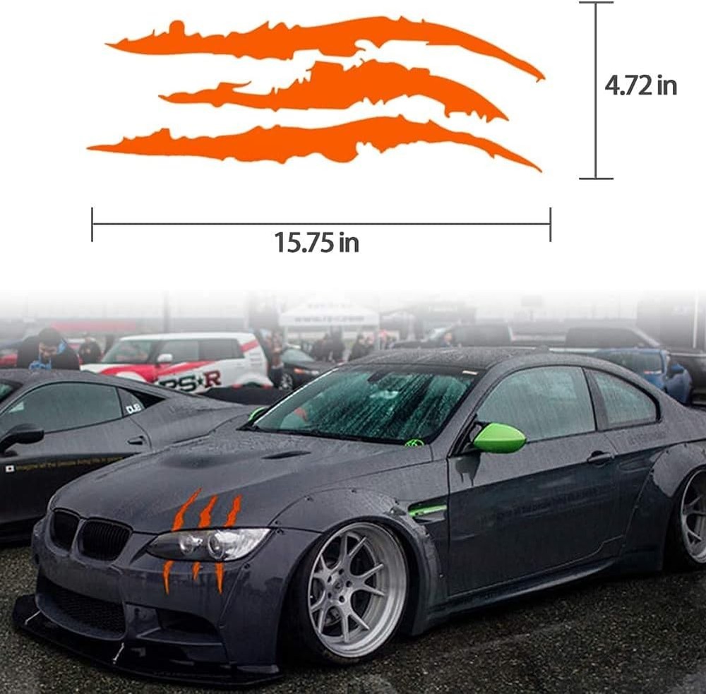 Stickers Reflective Claw Scratch Marks Headlight Bumper Sticker Waterproof Black