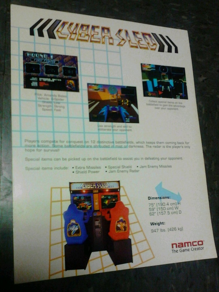 Namco CYBER SLED flyer- good original