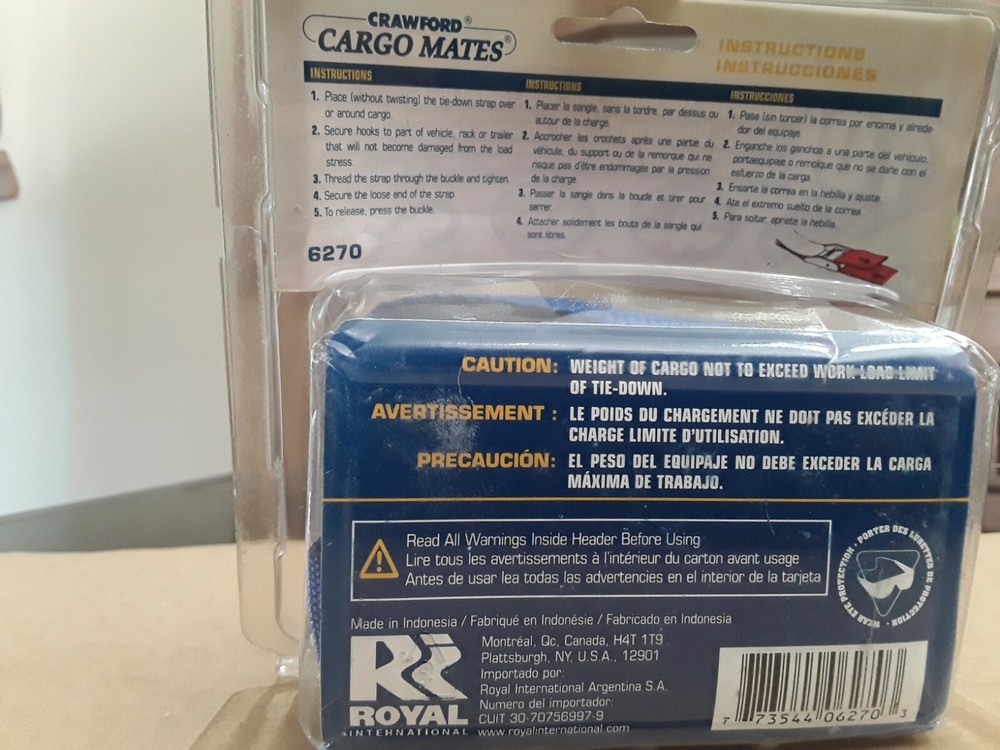 Tie Down Strap Universal Crawford Cargo Mates 10 ft - 3 m Material Load Strap