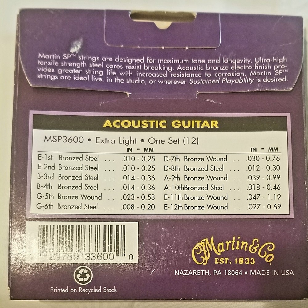 Martin SP MSP3600 80/20 Bronze Wound Acoustic Guitar Strings
