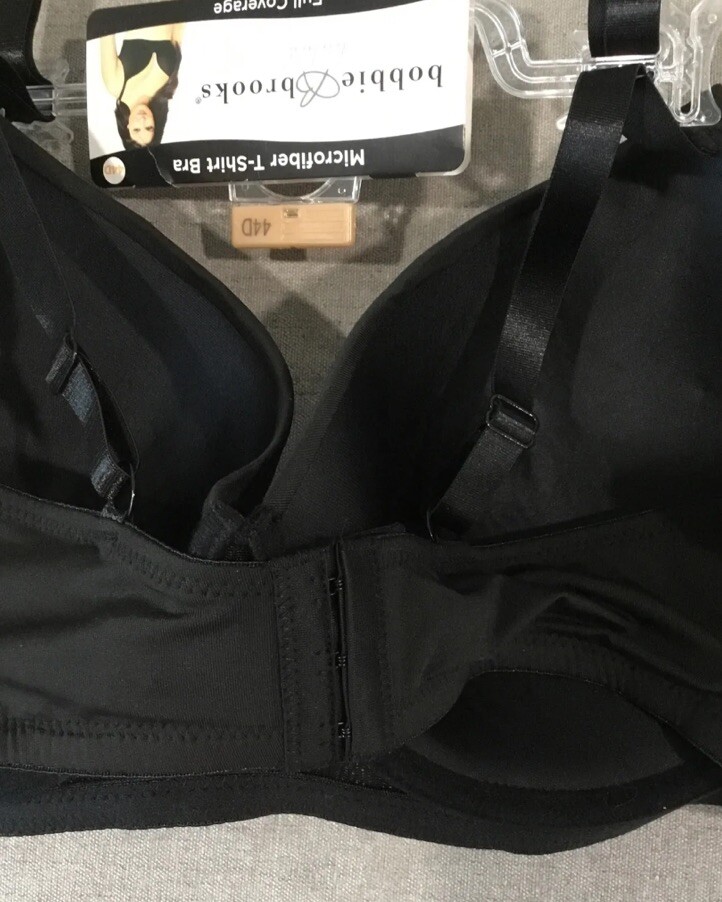 Bobbie Brooks Microfiber T-Shirt Full Coverage Bra 44D Black NWT