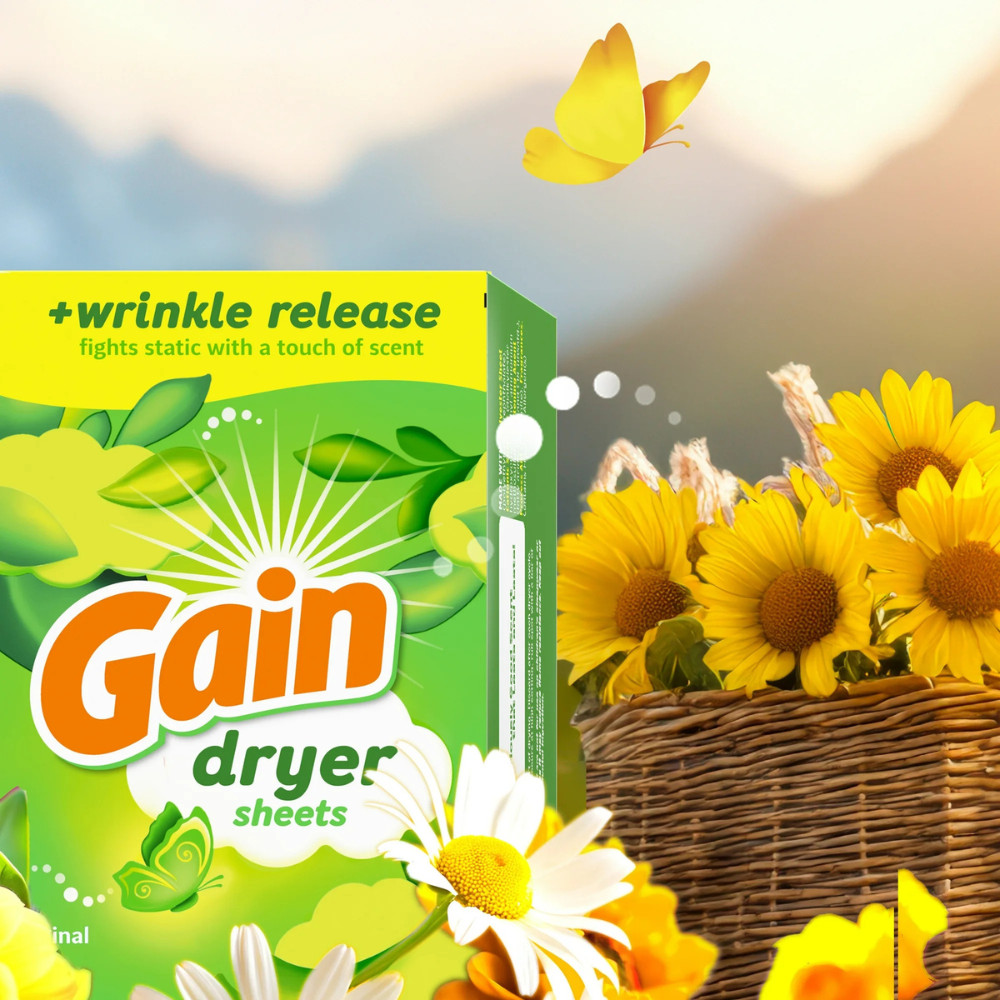 Gain Fabric Softener Dryer Sheets, Original Scent, 480 Count Laundry Bulk Pack
