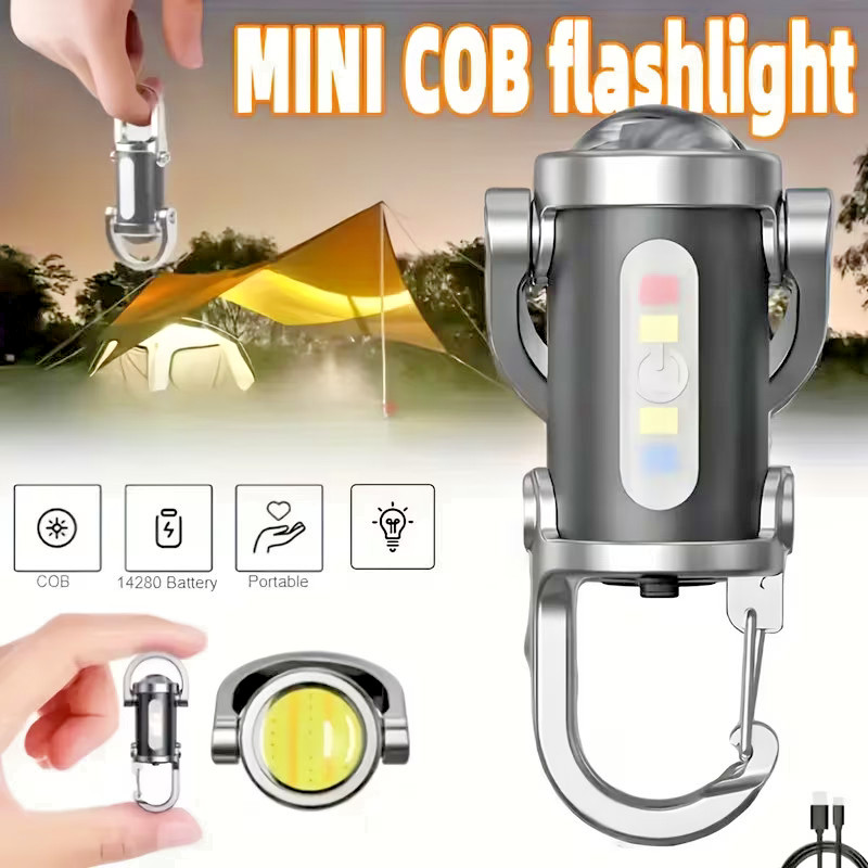 2 X Rechargeable Multi-Mode Mini Keychain Flashlight, 300LM LED work light