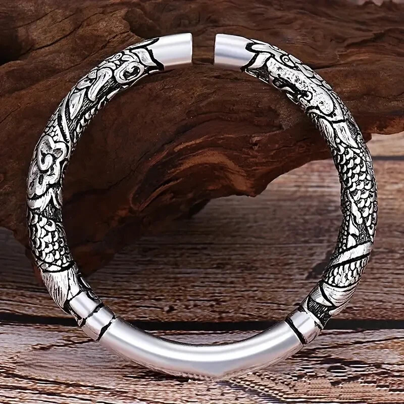 925 Sterling Silver Monkey King Bracelet Bangle One Size Fit All Adjustable