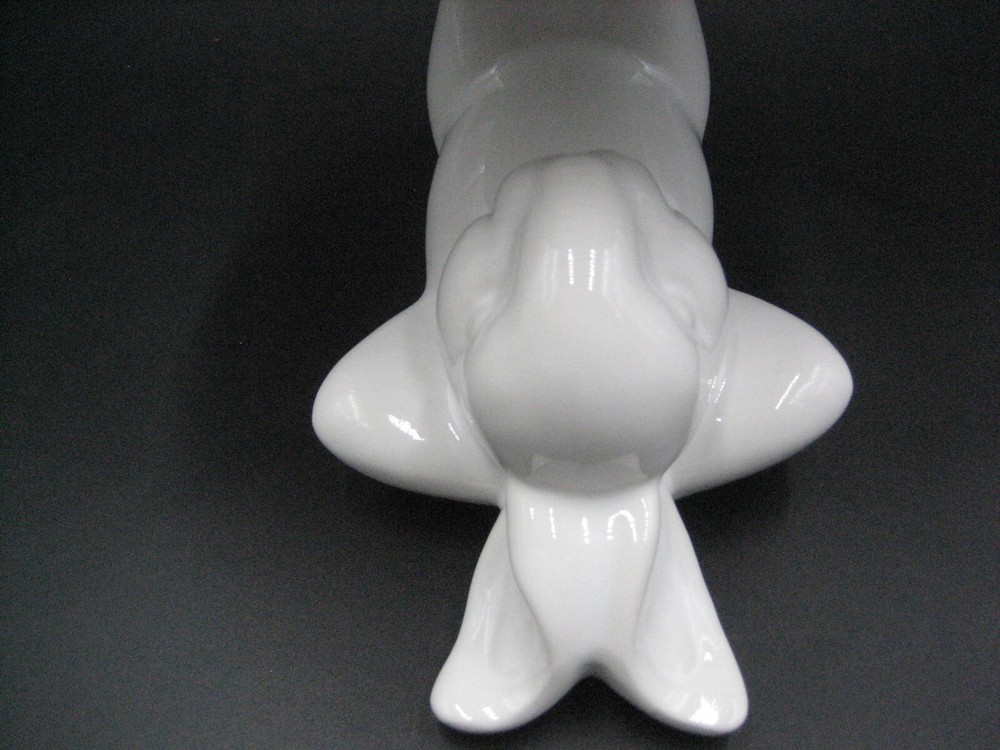 Ceramic Easter Bunny Rabbit Balancing Plate w/ Feet White UNIQUE