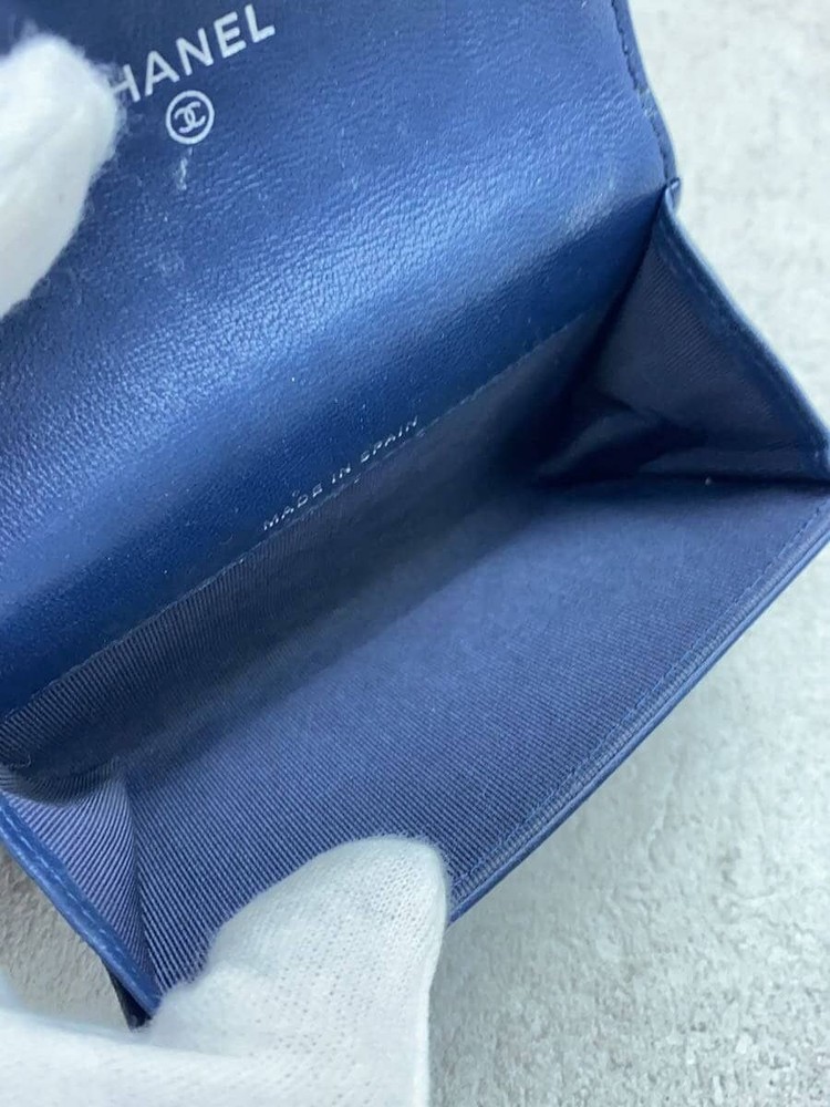 Card Case Leather NVY Women's Used