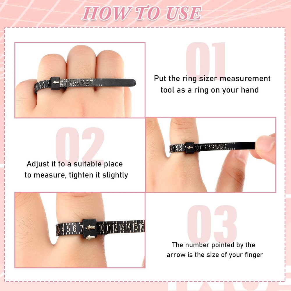Xuhal 100 Pack Plastic Ring Sizer Bulk Reusable Finger Size white, black