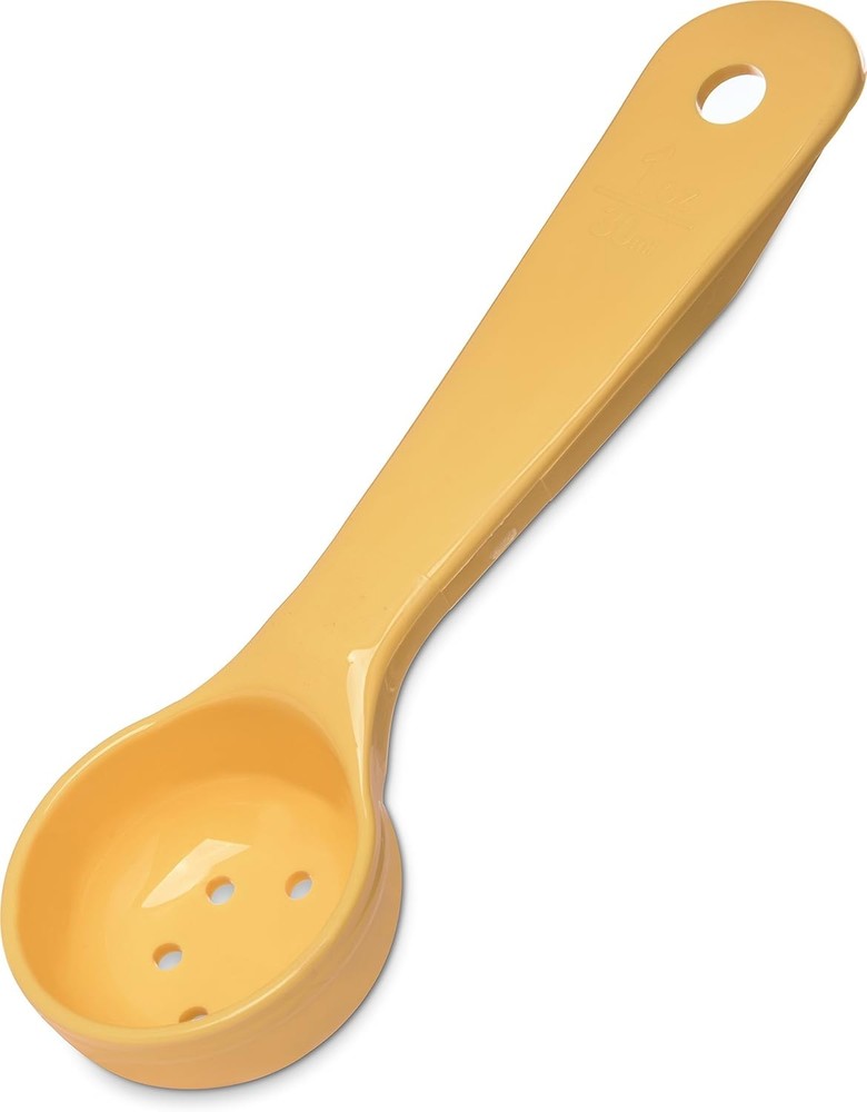 492304 Perforated Short Handle Portion Control Spoon 1 oz Yellow