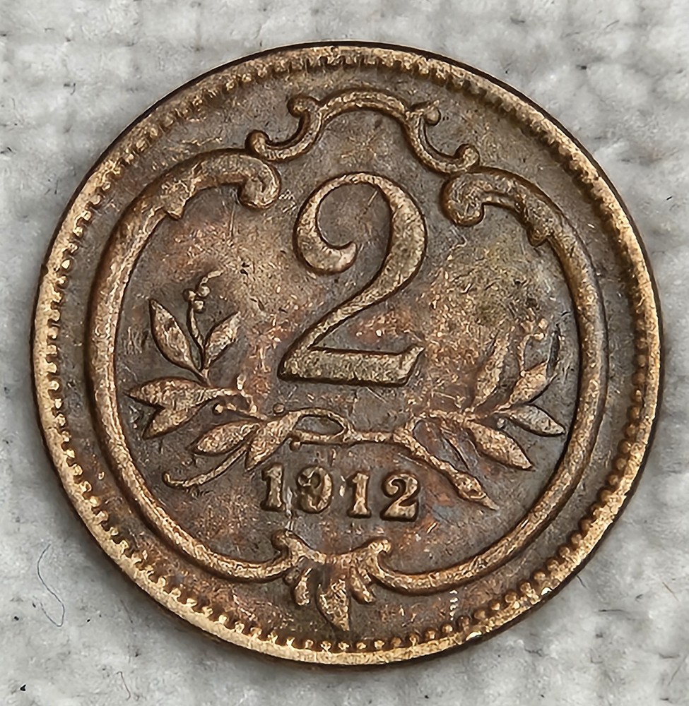 1912 Austria 2 Heller Coin